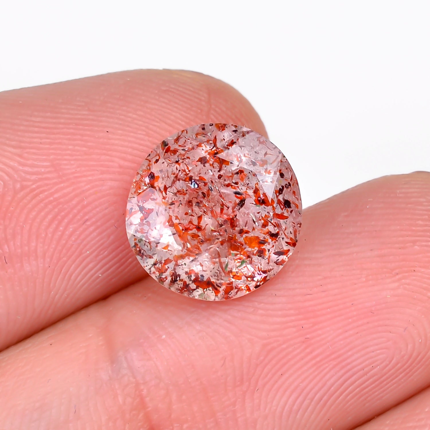 elestial hematite quartz round shape cut stone loose gemstone